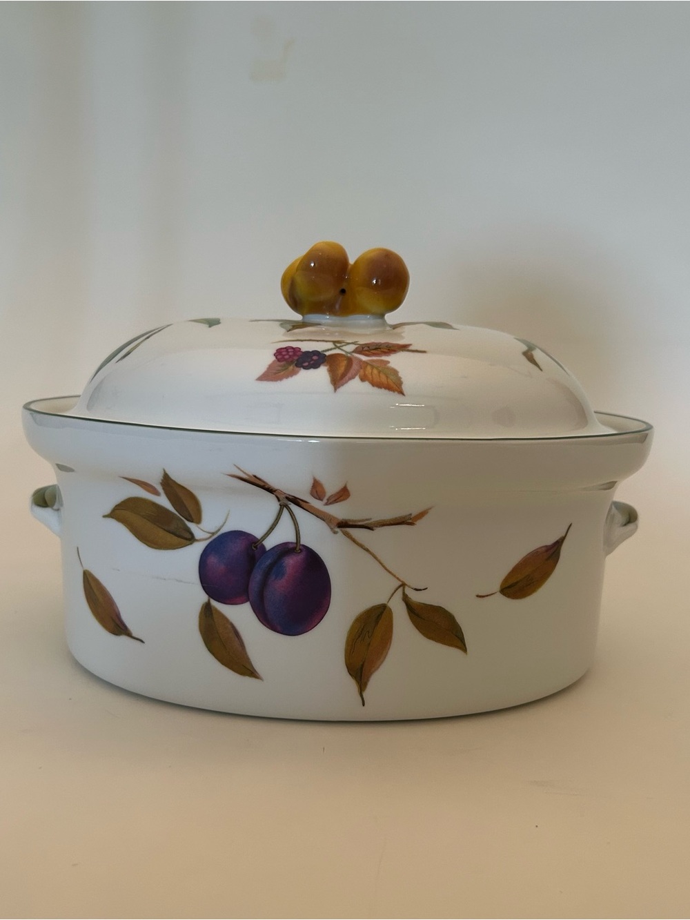 Royal Worcester White Covered Casserole with Fruit Motif